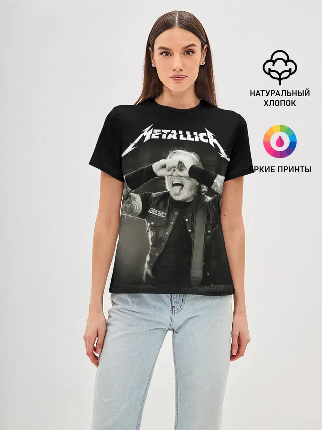 Женская базовая футболка с принтом «Metallica»