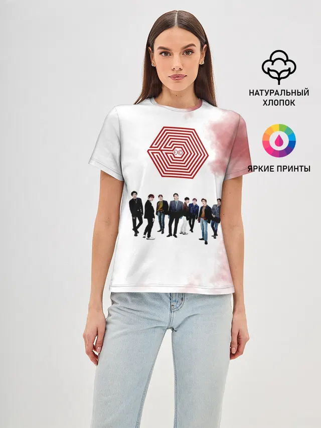 Женская базовая футболка с принтом «Exo»