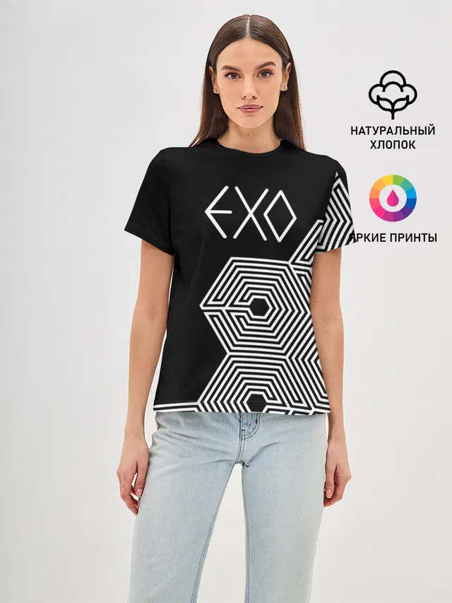 Женская базовая футболка с принтом «Exo»