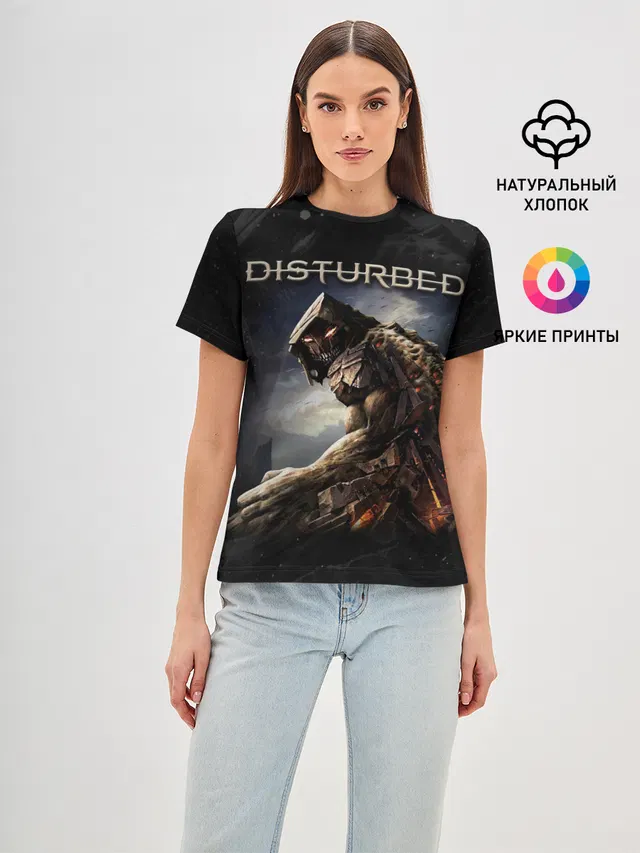 Женская базовая футболка с принтом «Disturbed»
