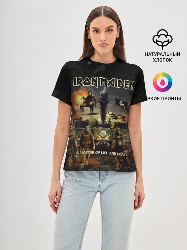 Женская базовая футболка с принтом «Iron Maiden»