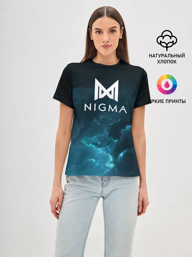 Женская базовая футболка с принтом «Dota2 — Nigma»