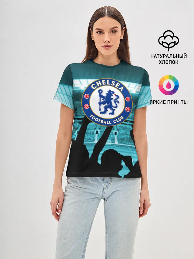 Женская базовая футболка с принтом «Челси — Chelsea Челси»