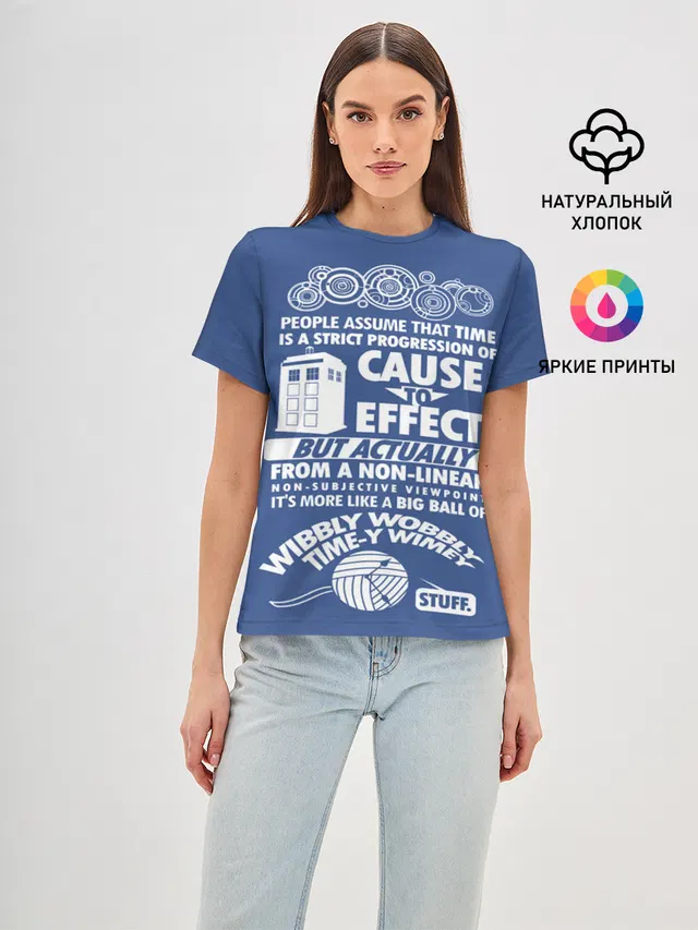 Женская базовая футболка с принтом «Доктор Кто»