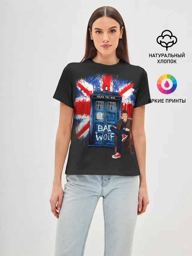 Женская базовая футболка с принтом «TARDIS»