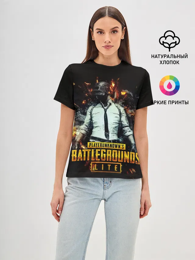 Женская базовая футболка с принтом «ПАБГ — PUBG Lite»
