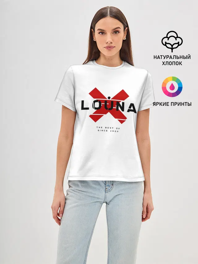 Женская базовая футболка с принтом «Louna»