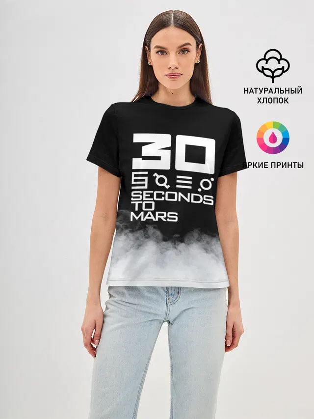 Женская базовая футболка с принтом «30 Seconds to Mars»