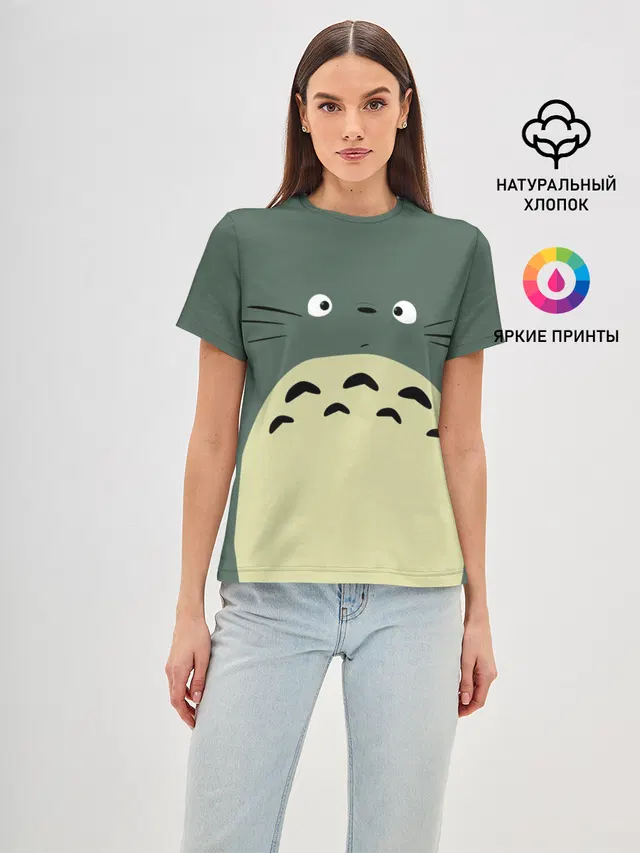 Женская базовая футболка с принтом «Тоторо — totoro»