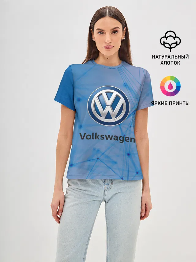 Женская базовая футболка с принтом «Volkswagen — Фольцваген»