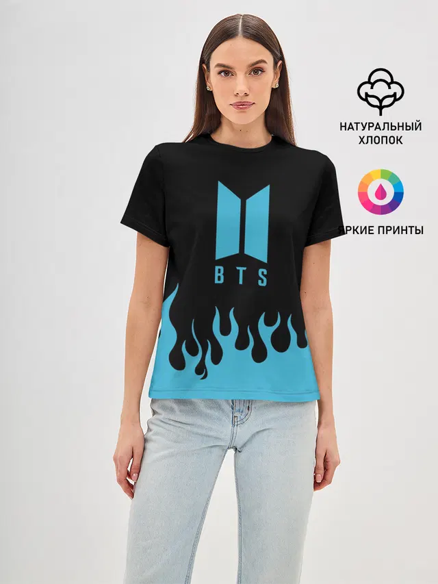 Женская базовая футболка с принтом «BTS»