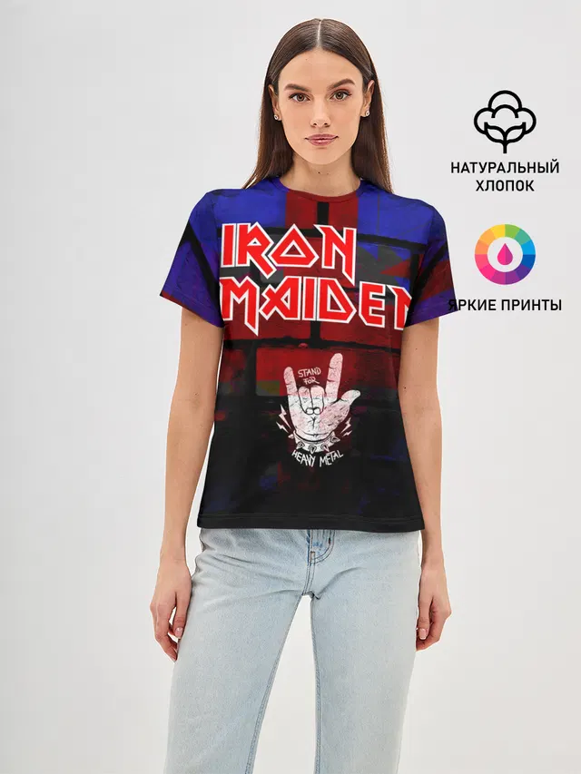 Женская базовая футболка с принтом «Iron Maiden»