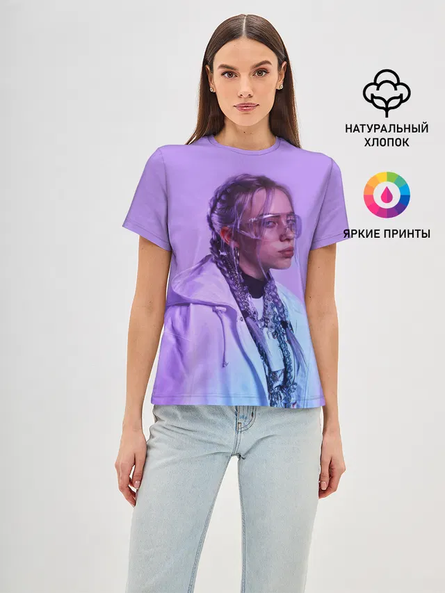 Женская базовая футболка с принтом «Billie Eilish»