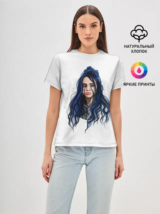 Женская базовая футболка с принтом «Billie Eilish»