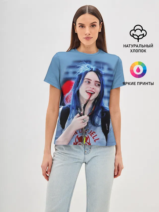 Женская базовая футболка с принтом «Billie Eilish»