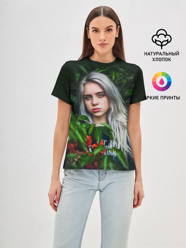Женская базовая футболка с принтом «Billie Eilish»