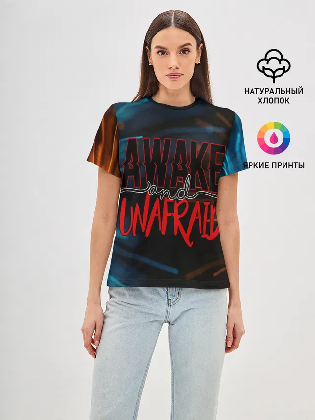 Женская базовая футболка с принтом «My Chemical Romance — Awake unafraid»