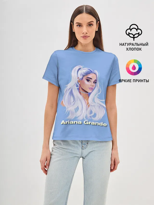 Женская базовая футболка с принтом «Ариана Гранде — Ariana Grande»