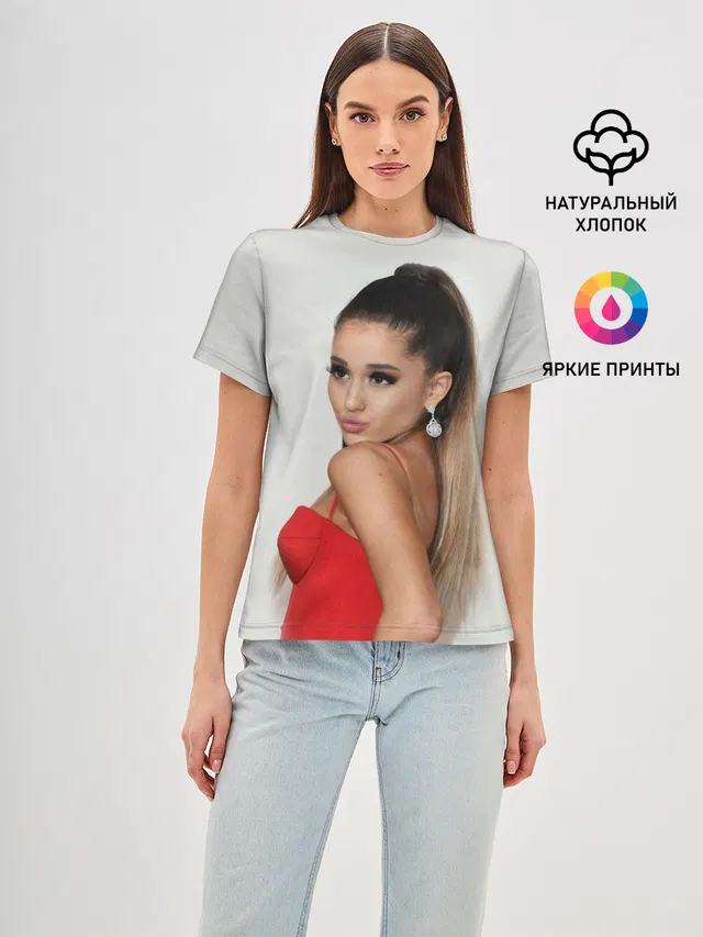 Женская базовая футболка с принтом «Ариана Гранде — Ariana Grande»