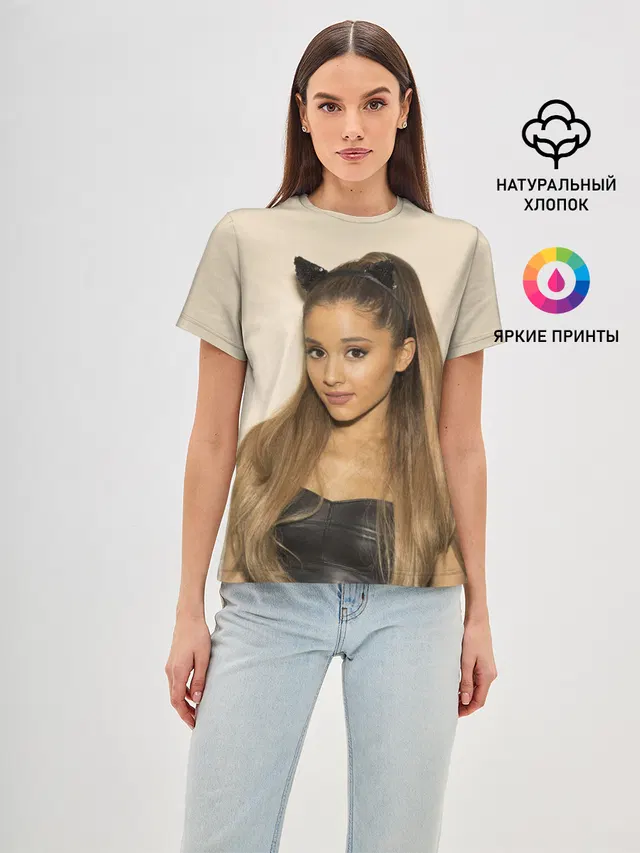 Женская базовая футболка с принтом «Ариана Гранде — Ariana Grande»