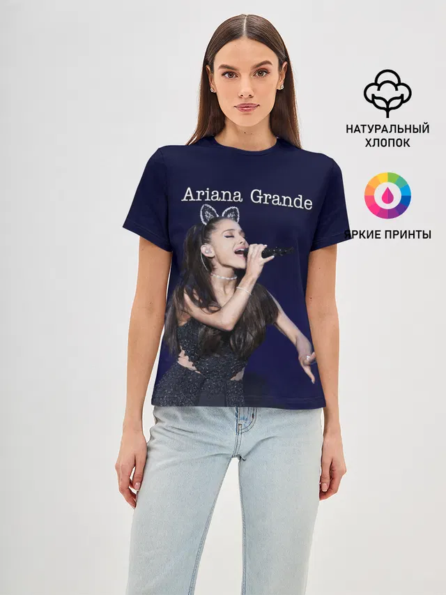 Женская базовая футболка с принтом «Ариана Гранде — Ariana Grande»