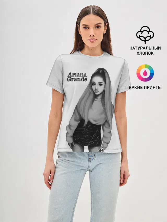 Женская базовая футболка с принтом «Ариана Гранде — Ariana Grande»