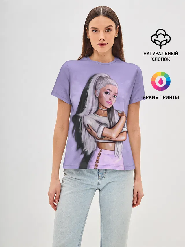 Женская базовая футболка с принтом «Ариана Гранде — Ariana Grande»