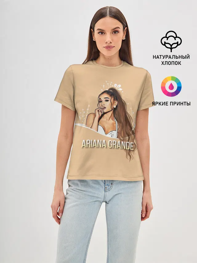 Женская базовая футболка с принтом «Ариана Гранде — Ariana Grande»