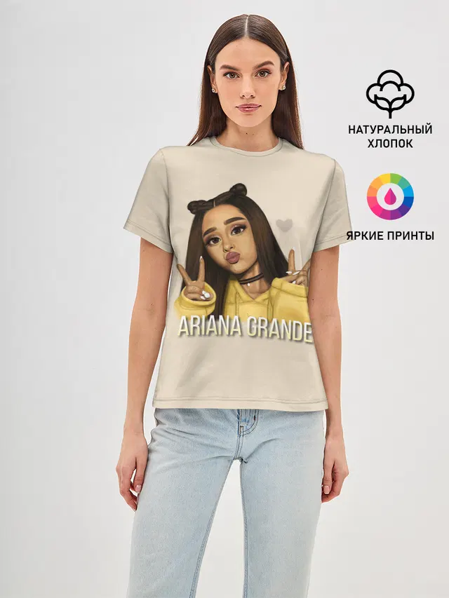 Женская базовая футболка с принтом «Ариана Гранде — Ariana Grande»
