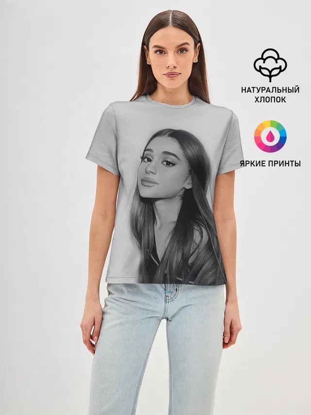 Женская базовая футболка с принтом «Ариана Гранде — Ariana Grande»