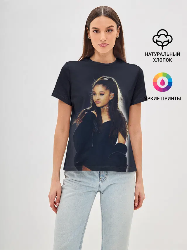 Женская базовая футболка с принтом «Ариана Гранде — Ariana Grande»