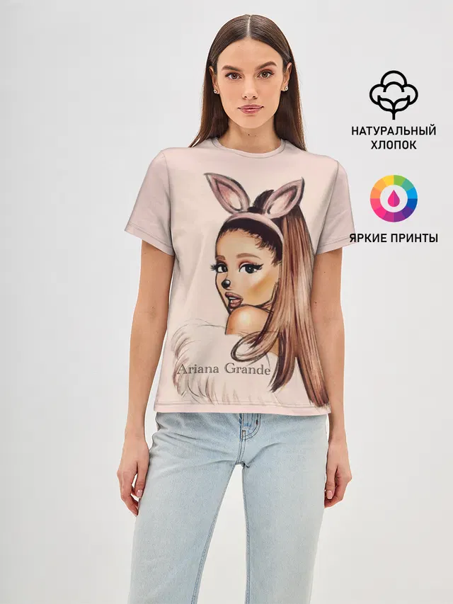 Женская базовая футболка с принтом «Ариана Гранде — Ariana Grande»