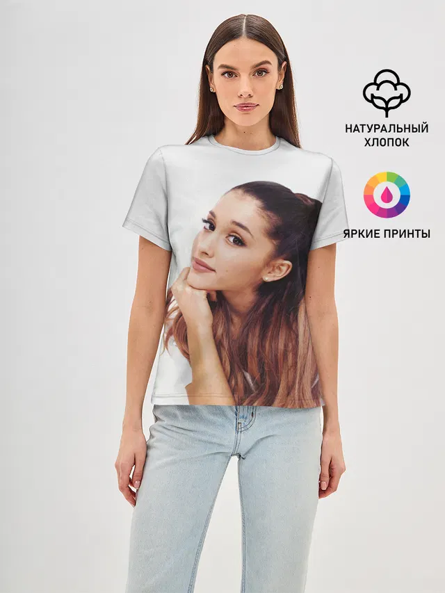 Женская базовая футболка с принтом «Ариана Гранде — Ariana Grande»