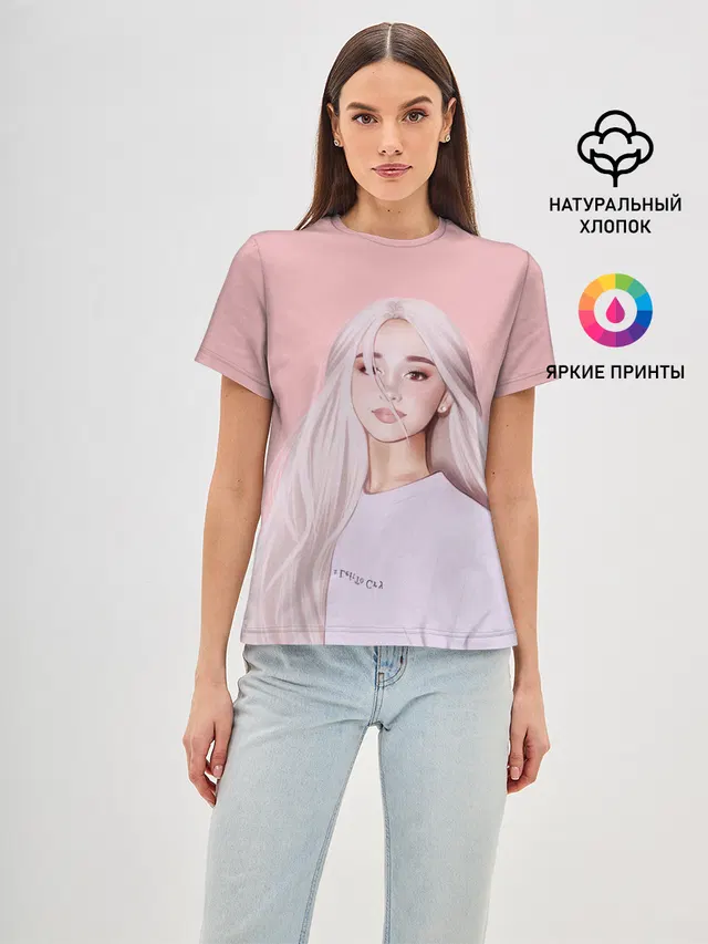 Женская базовая футболка с принтом «Ариана Гранде — Ariana Grande»
