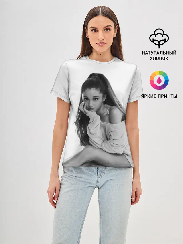 Женская базовая футболка с принтом «Ариана Гранде — Ariana Grande»