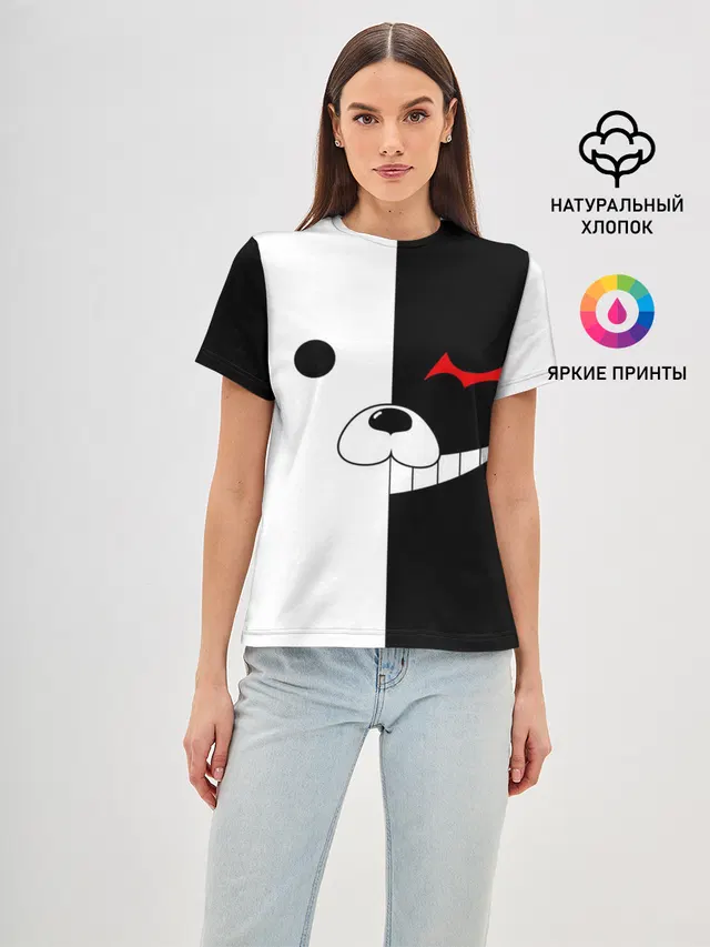 Женская базовая футболка с принтом «Monokuma»