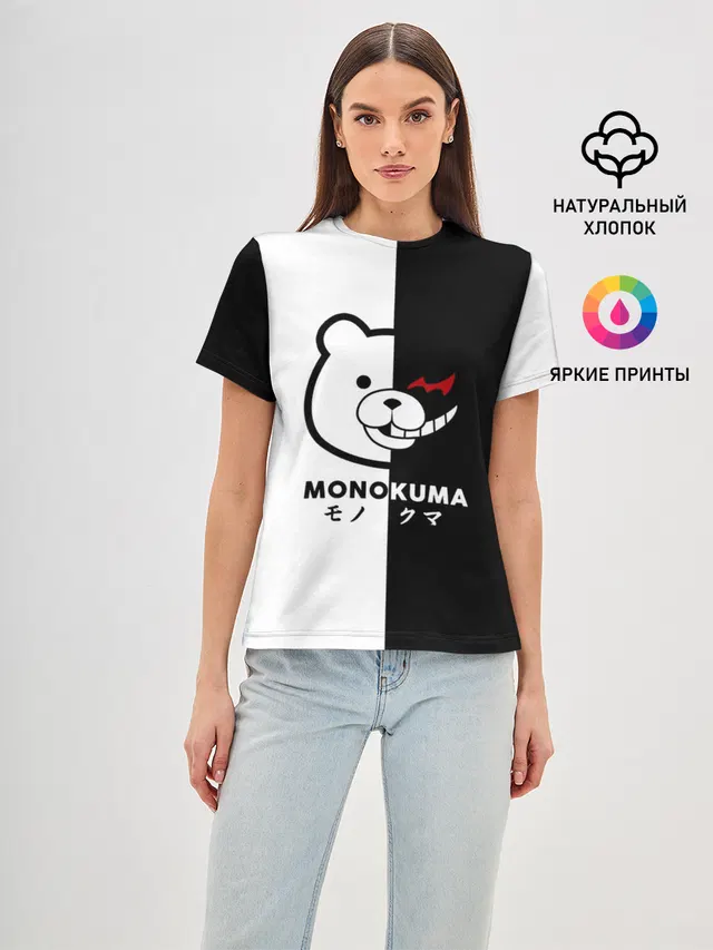 Женская базовая футболка с принтом «Monokuma»