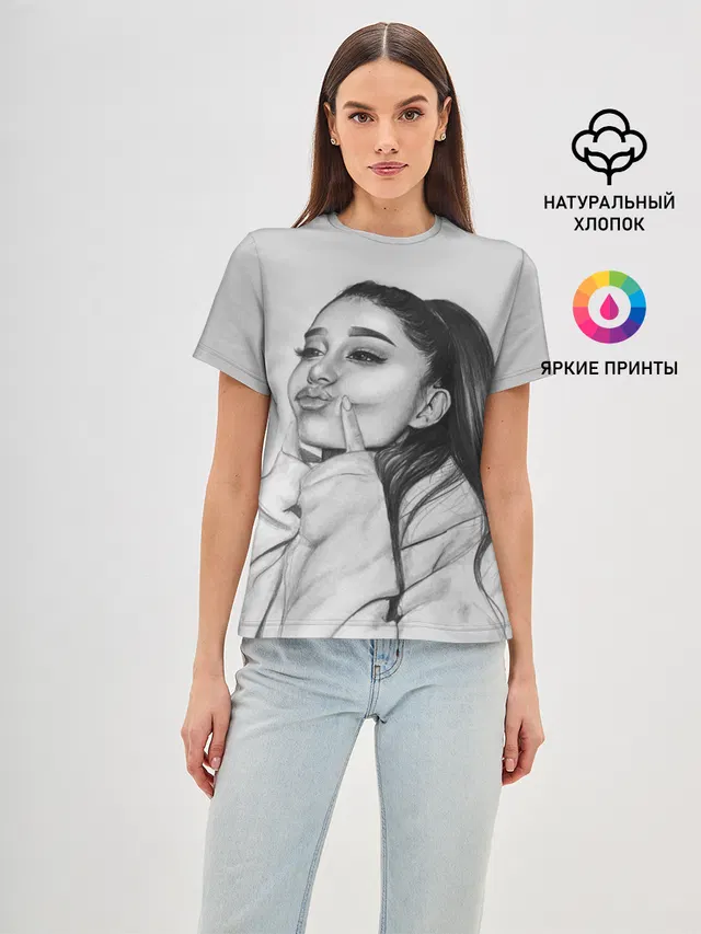 Женская базовая футболка с принтом «Ариана Гранде — Ariana Grande»