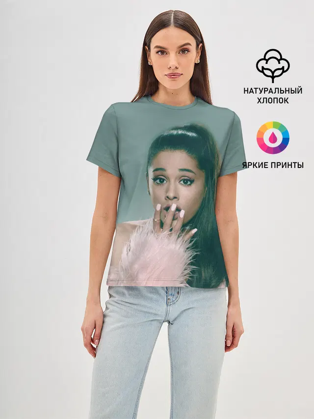 Женская базовая футболка с принтом «Ариана Гранде — Ariana Grande»