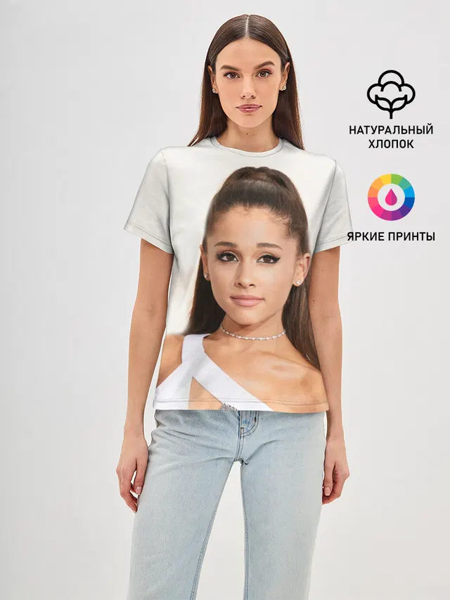 Женская базовая футболка с принтом «Ариана Гранде — Ariana Grande»