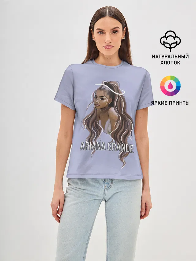 Женская базовая футболка с принтом «Ариана Гранде — Ariana Grande»