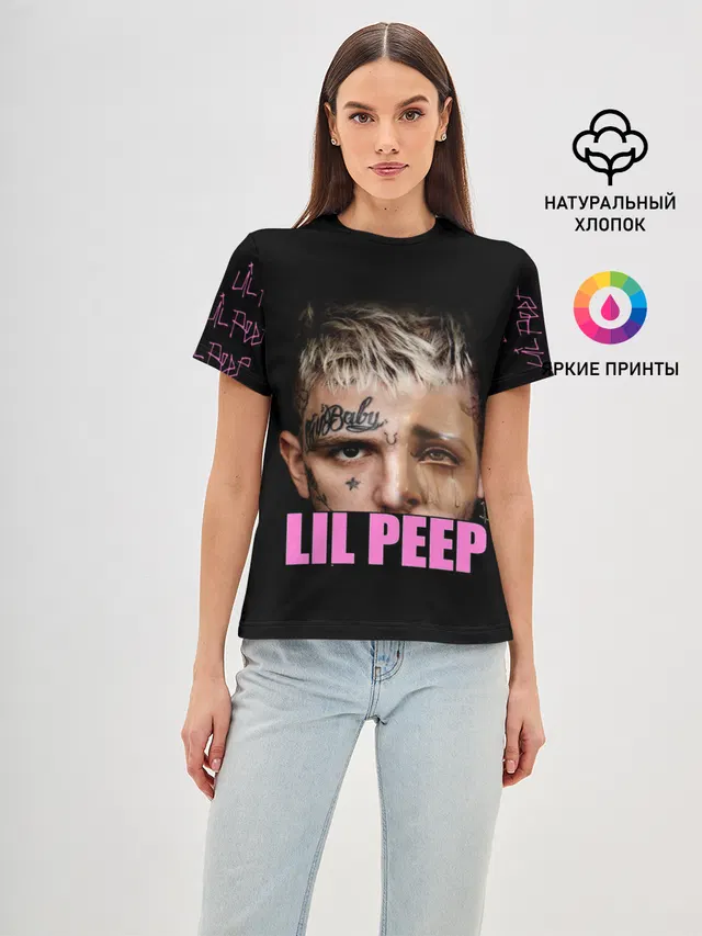 Женская базовая футболка с принтом «Lil Peep»
