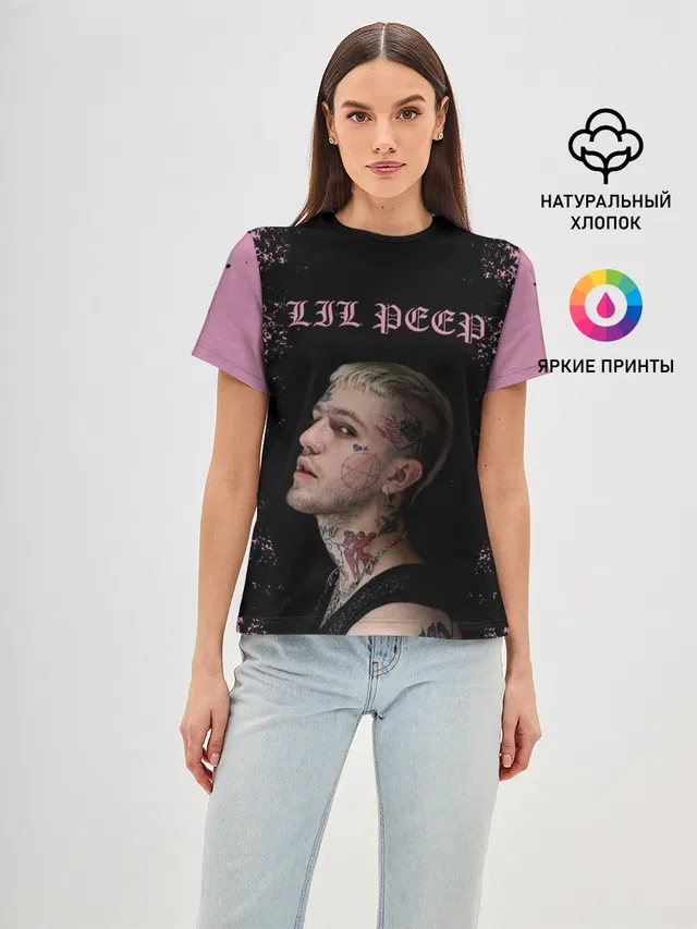Женская базовая футболка с принтом «Lil Peep»