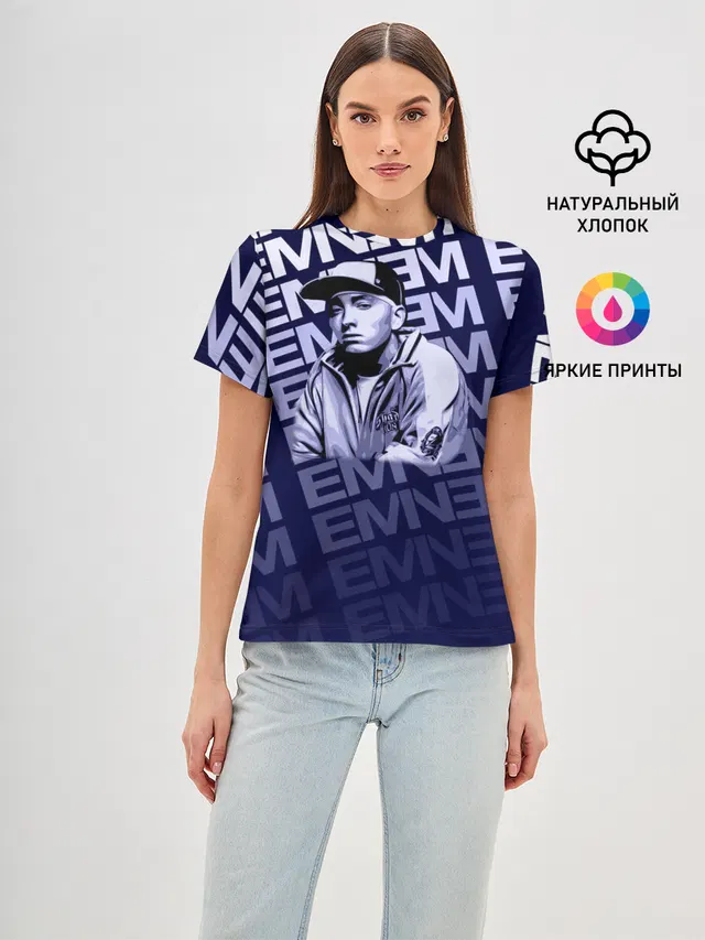 Женская базовая футболка с принтом «Eminem»