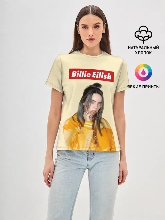 Женская базовая футболка с принтом «Billie Eilish»