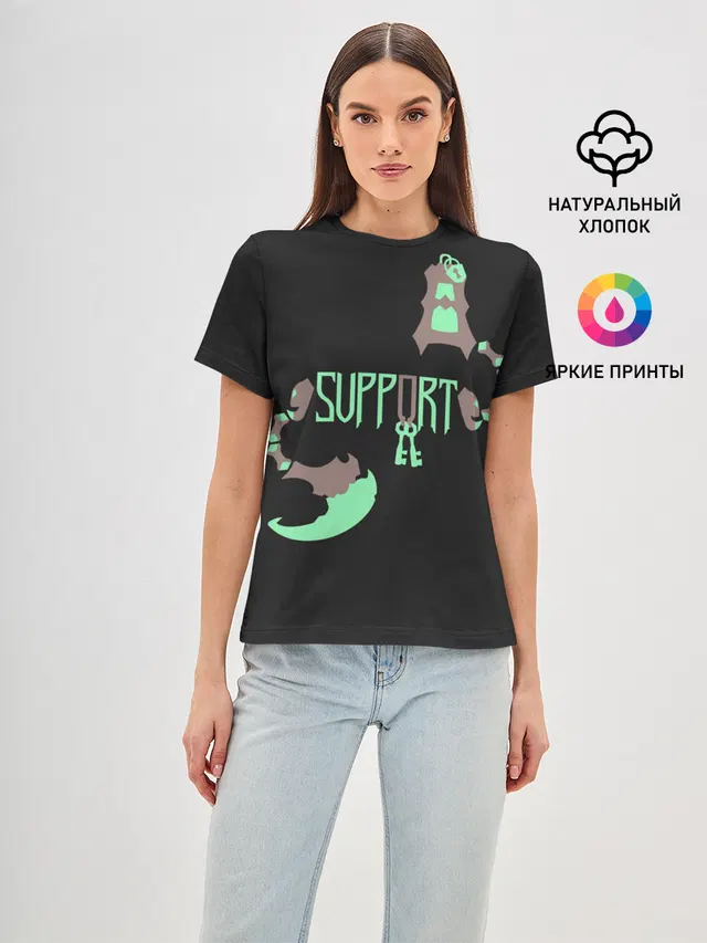 Женская базовая футболка с принтом «Support»