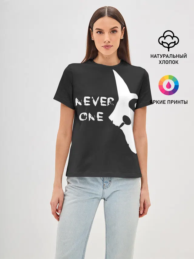 Женская базовая футболка с принтом «Never One»