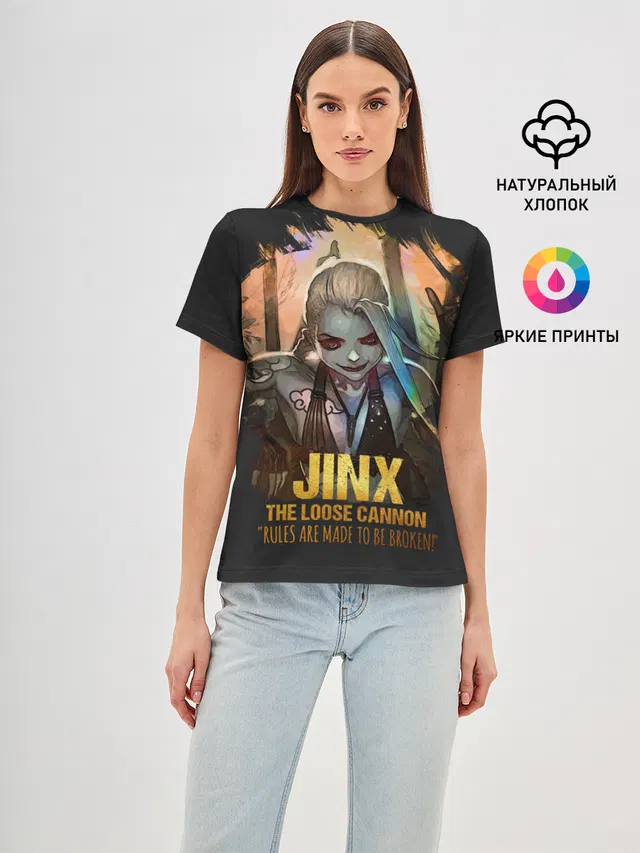 Женская базовая футболка с принтом «Jinx»