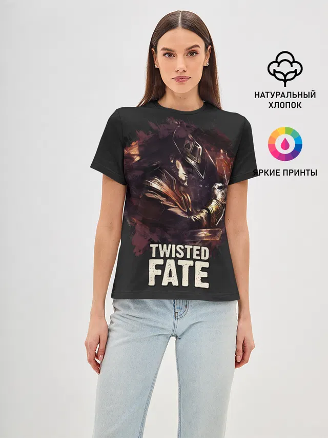 Женская базовая футболка с принтом «Twisted Fate»