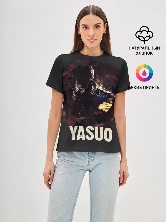 Женская базовая футболка с принтом «Samurai — Yasuo»